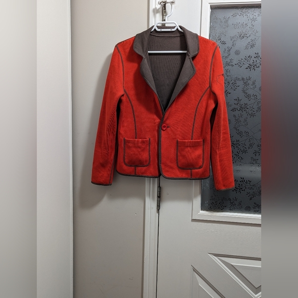 - Betty Barclay cotton jacket or sweater. Reversible. Size 12.  Orange and… - Picture 5 of 9